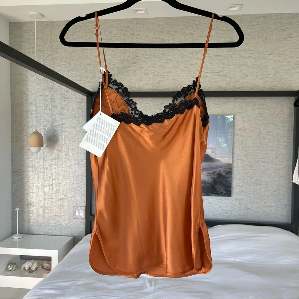 La Perla Maison Silk Orange Black Camisole Cami Tank NWT - Picture 9 of 10